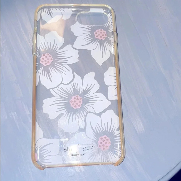 Kate Spade Phone Case for 6-8 Floral -Hollyhock Cream/Blush/Crystal Gems/Clear - Picture 7 of 9
